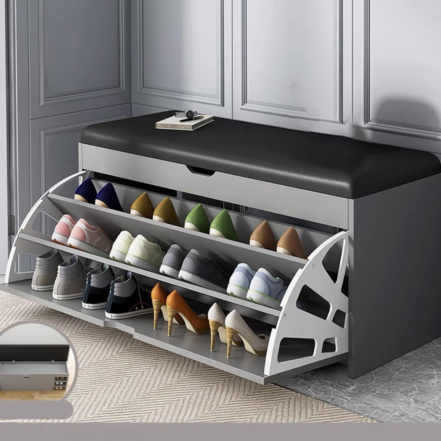 Miniatura 3 de Banco Recibidor De Zapatos Con Cojín